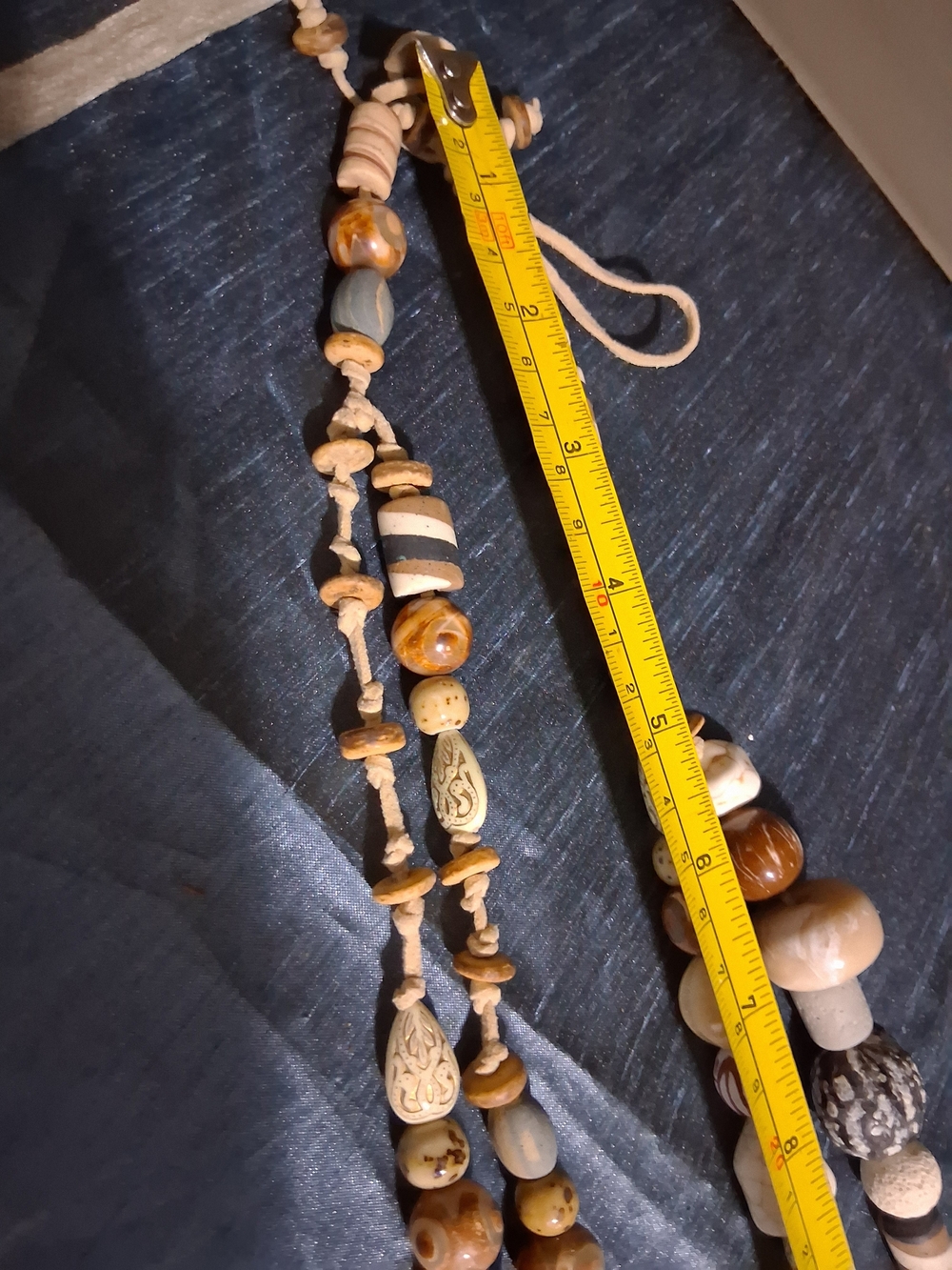 Vintage Rare Handmade Multicolor Stone & Wood Bead Necklace - Neutral Tones - Picture 12 of 16